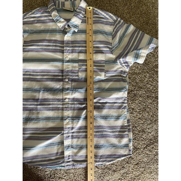 Vans Men’s SZ Medium White Colorful Stripe Cotton Short Sleeve Button Up Shirt - Picture 3 of 4